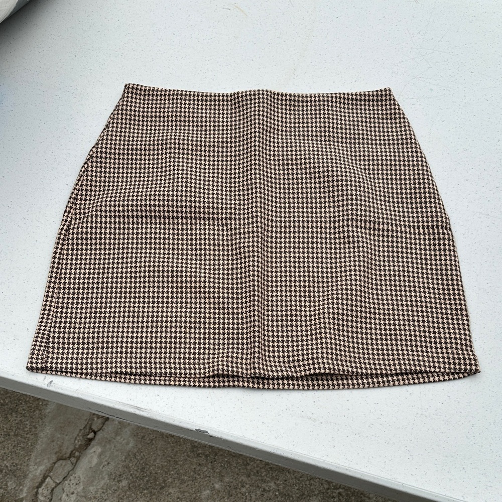 SHEIN Houndstooth Midi Skirt in Black and Brown